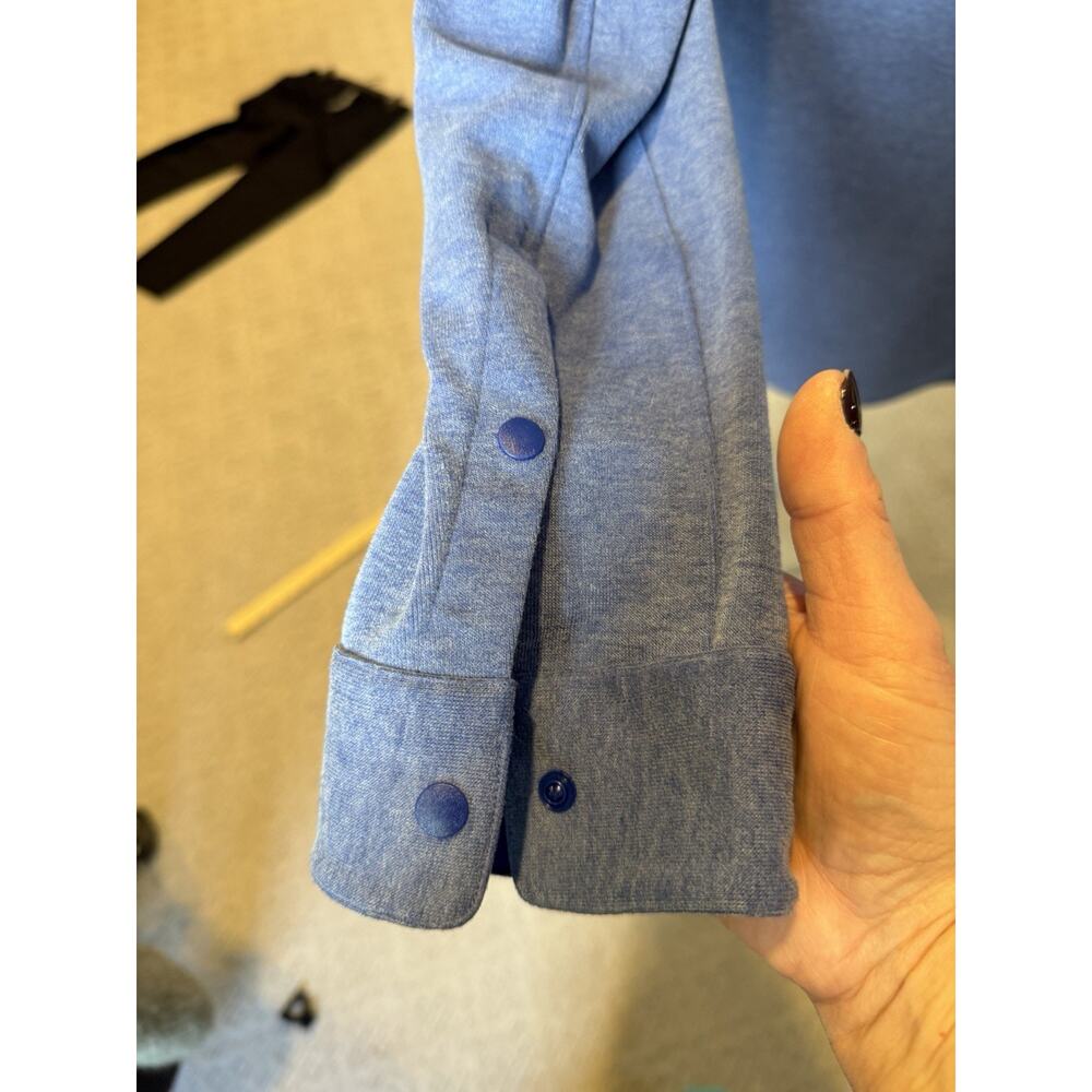 Lululemon Men's Soft Knit Overshirt Snap Long Sleeve Blue Zipper Pockets Men - Picture 3 of 8